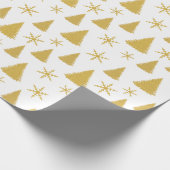 Chic White and Gold Glitzer Weihnachtsbaummuster Geschenkpapier (Ecke)