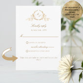 Chic White and Gold Monogram Calligraphy RSVP Card Karte