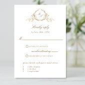 Chic White and Gold Monogram Calligraphy RSVP Card Karte