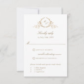 Chic White and Gold Monogram Calligraphy RSVP Card Karte (Vorderseite)