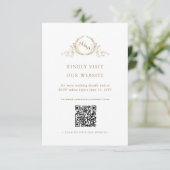 Chic White and Gold Monogram QR Code / RSVP Online Begleitkarte (Stehend Vorderseite)