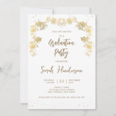 Chic White and Gold Starry Night Graduation Party Einladung (Vorderseite)