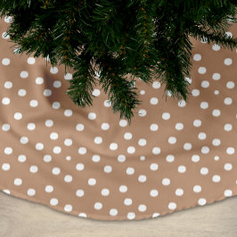 Chic White and Golden Weizen Farbe Dots Weihnachte Polyester Weihnachtsbaumdecke
