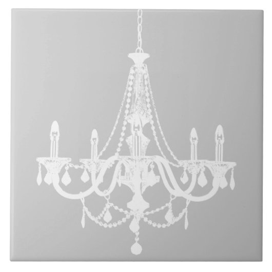 Chic White and Gray Chandelier Fliese (Vorderseite)