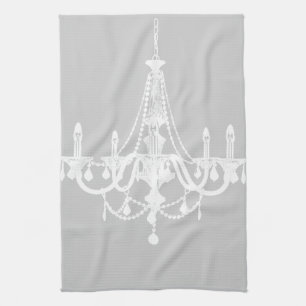 Chic White and Gray Chandelier Geschirrtuch
