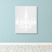 Chic White and Gray Chandelier Leinwanddruck (Insitu (Holzboden))