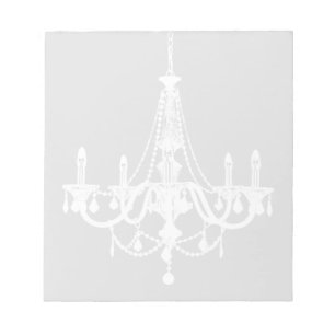 Chic White and Gray Chandelier Notizblock