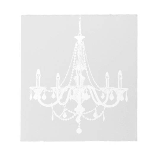 Chic White and Gray Chandelier Notizblock (Vorderseite)