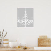 Chic White and Gray Chandelier Poster (Küche)