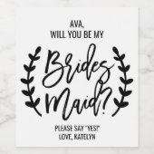 Chic White Black Branch werden Sie meine Bridesmai Weinetikett (Einzelnes Label)
