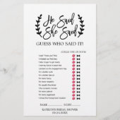 Chic White Black Branches "He Said She" Spiel Flyer (Vorne)