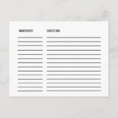 Chic White Black Brautparty Rezept Cards Postkarte (Rückseite)
