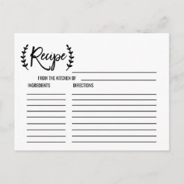 Chic White Black Brautparty Rezept Cards Postkarte