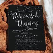 Chic white black calligraphy Probe dinner Einladung