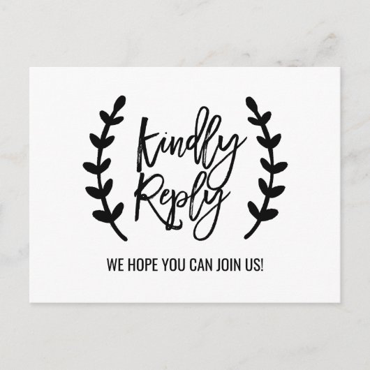 Chic White Black Olive Branches Song Request UAWG Einladungspostkarte (Vorderseite)