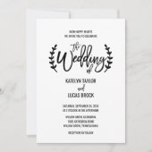 Chic White Black Olive Branches Wedding Einladung (Vorderseite)