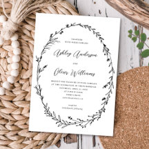 Chic White Black Rustic Wildblume Wreath Wedding