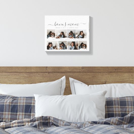 Chic White Black Script Foto Stepmutmütter Day Leinwanddruck (Insitu (Schlafzimmer))