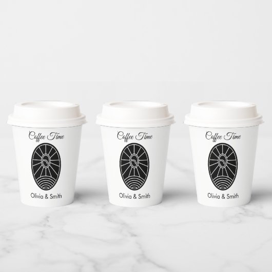 Chic White & Black Stylish Winter Event Paper Cup Pappbecher (Multi)