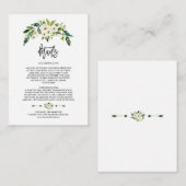 Chic White Blooming Floral Handwriting Details Begleitkarte (Vorne/Hinten)