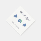 Chic White Blue Fish und Muscheln Family Beach Hou Serviette (Ecke)