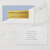 Chic White Blue Stripes Muster Imitate Metallic Go Visitenkarte (Vorne/Hinten)