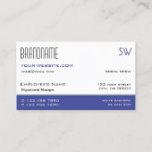Chic White Blue und Black Simple mit Monogram Visitenkarte (Rückseite)