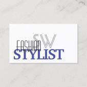 Chic White Blue und Black Simple mit Monogram Visitenkarte (Vorderseite)