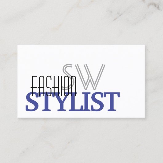 Chic White Blue und Black Simple mit Monogram Visitenkarte (Vorderseite)