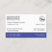 Chic White Blue und Black Simple Stylish mit Logo Visitenkarte (Rückseite)