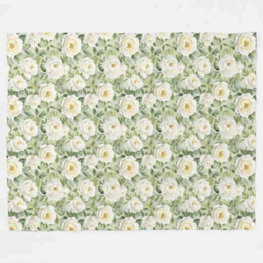 Chic White Blume Brautparty Fleecedecke (Vorderseite (Horizontal))