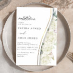 Chic White Blume Foliage Islamische Hochzeit Einladung<br><div class="desc">Chic White Blume Foliage Islamische Hochzeit</div>