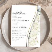 Chic White Blume Foliage Islamische Hochzeit Einladung