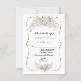 Chic White Blume Gold Frame Wedding RSVP