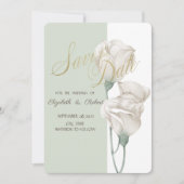 Chic White Blume Rose Save the Date (Vorderseite)