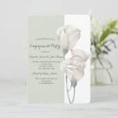 Chic White Blume Rose Verlobung Einladung (Stehend Vorderseite)