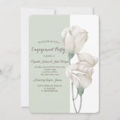 Chic White Blume Rose Verlobung Einladung (Vorderseite)