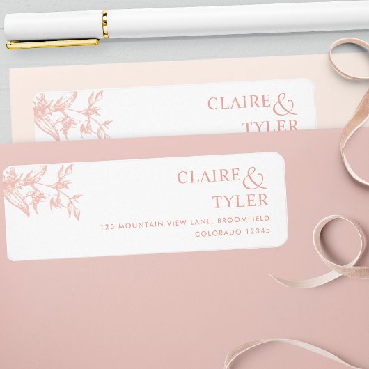 Chic White, Blush and Peach Wedding Rücksendeadres