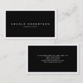 Chic White Border Black Beruflich Business Card Visitenkarte (Vorne/Hinten)
