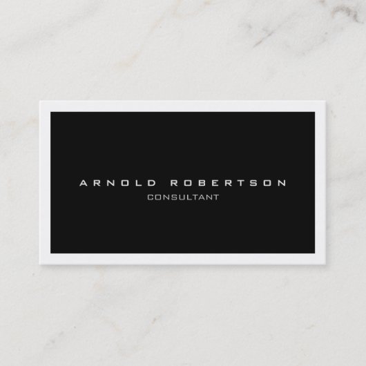 Chic White Border Black Beruflich Business Card Visitenkarte (Vorderseite)