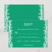 Chic White Botanorder Wedding RSVP Card Karte (Vorne/Hinten)
