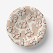 Chic White Bow & Beige Kuh Print Halloween - Pappteller (Vorderseite)