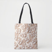 Chic White Bow & Beige Kuh Print Halloween Tasche (Vorderseite)