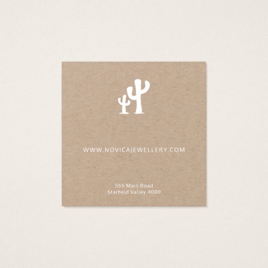 Chic White Cactus on Kraft Earring Display Card (Rückseite)