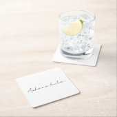 Chic White Calligraphy Creative Square Coaster Rechteckiger Pappuntersetzer (Vor Ort)