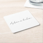 Chic White Calligraphy Creative Square Coaster Rechteckiger Pappuntersetzer (angewinkelt)