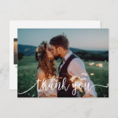 Chic White Calligraphy Foto Wedding Vielen Dank Postkarte (Vorne/Hinten)