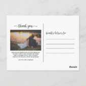 Chic White Calligraphy Foto Wedding Vielen Dank Postkarte (Rückseite)