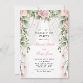 Chic White Canopy Pink Floral Engagement Party Einladung (Vorderseite)