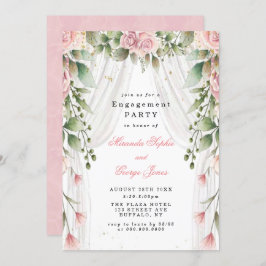 Chic White Canopy Pink Floral Engagement Party Einladung